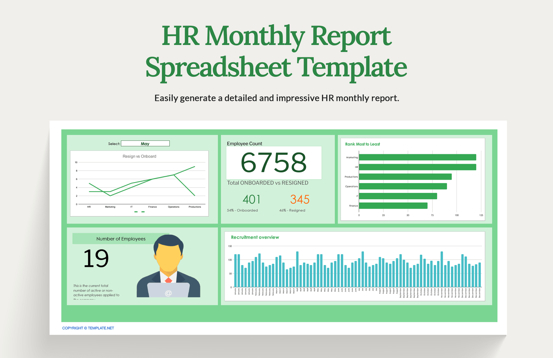 HR Monthly Report Spreadsheet Template in Excel, Google Sheets