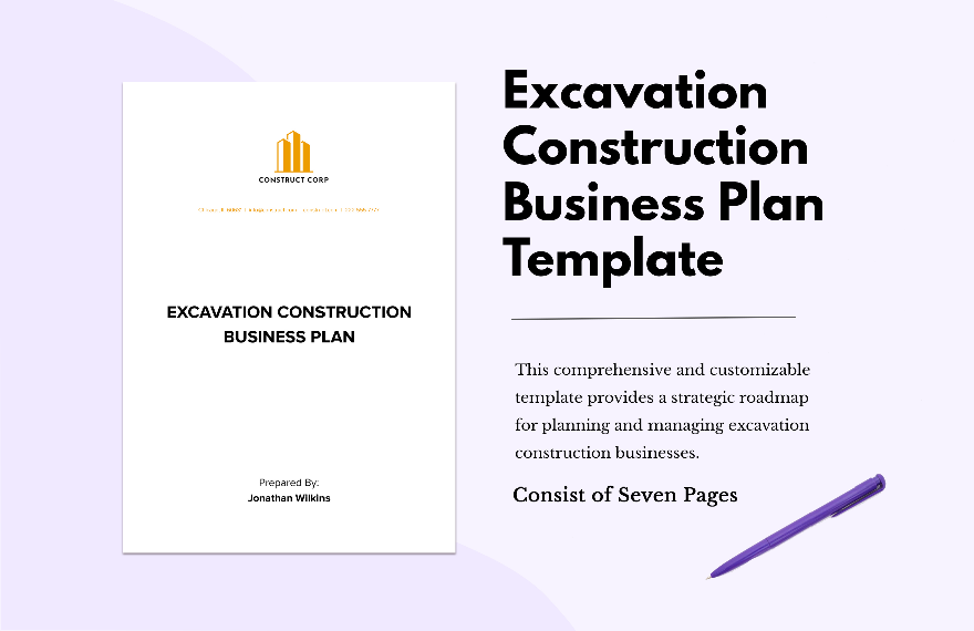 Excavation Construction Business Plan Template