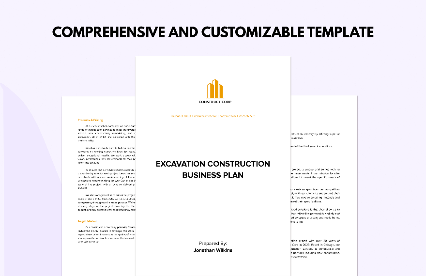 sample business plan for excavation company