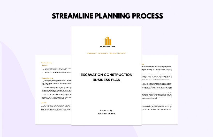 Excavation Construction Business Plan Template