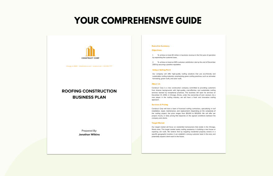 Roofing Construction Business Plan Template