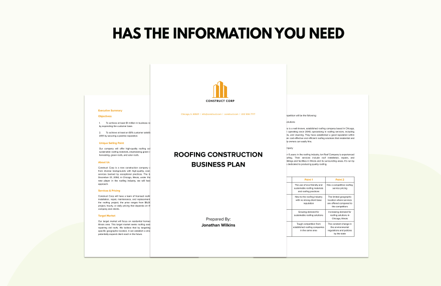 samples of roofing company business plan