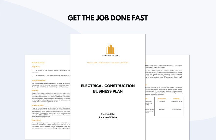 Electrical Construction Business Plan Template