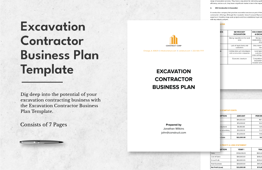 Excavation Contractor Business Plan Template