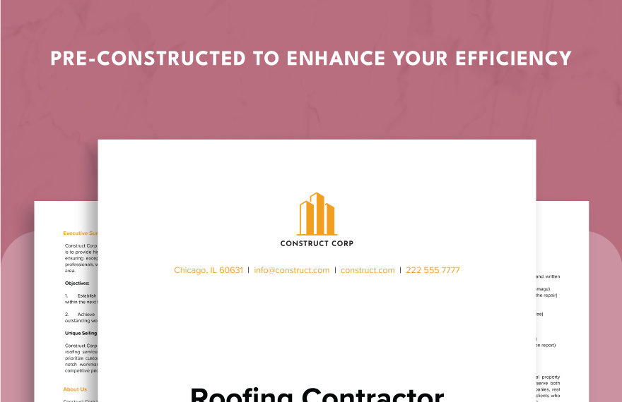 Roofing Contractor Business Plan Template