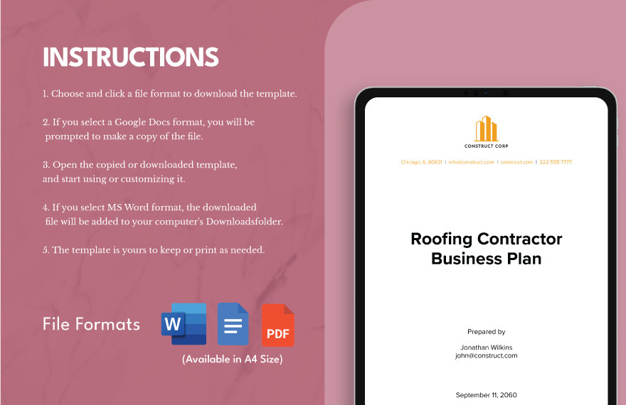 Roofing Contractor Business Plan Template