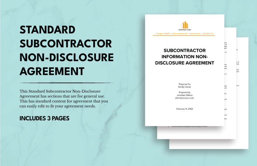 Standard Subcontractor Non-Disclosure Agreement