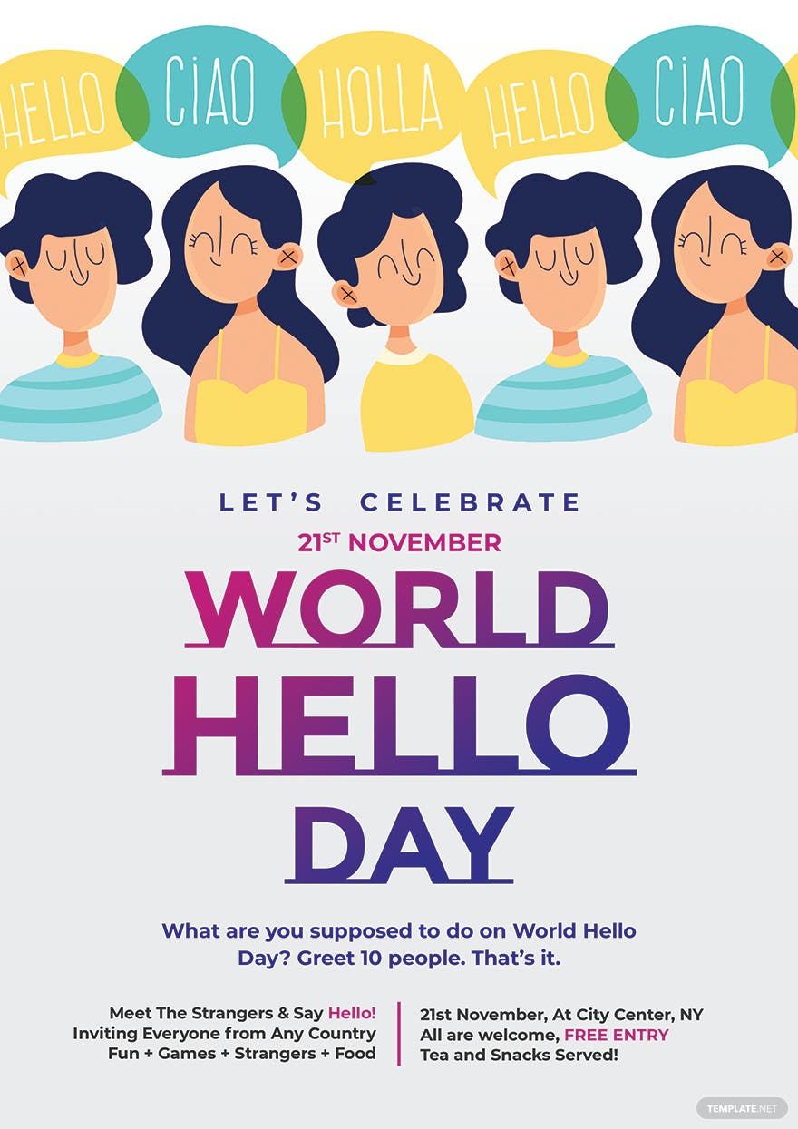World Hello Day Poster Template