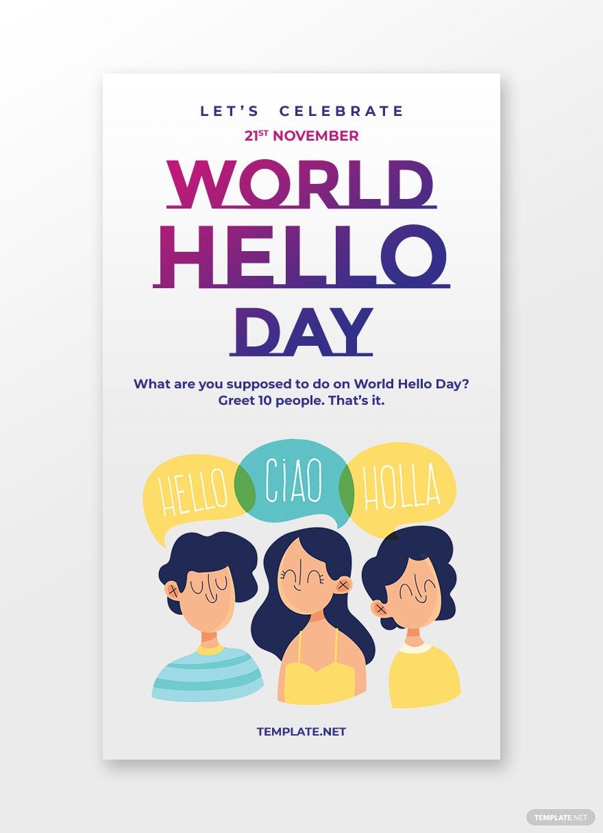 Free World Hello Day Whatsapp Image Template in PSD