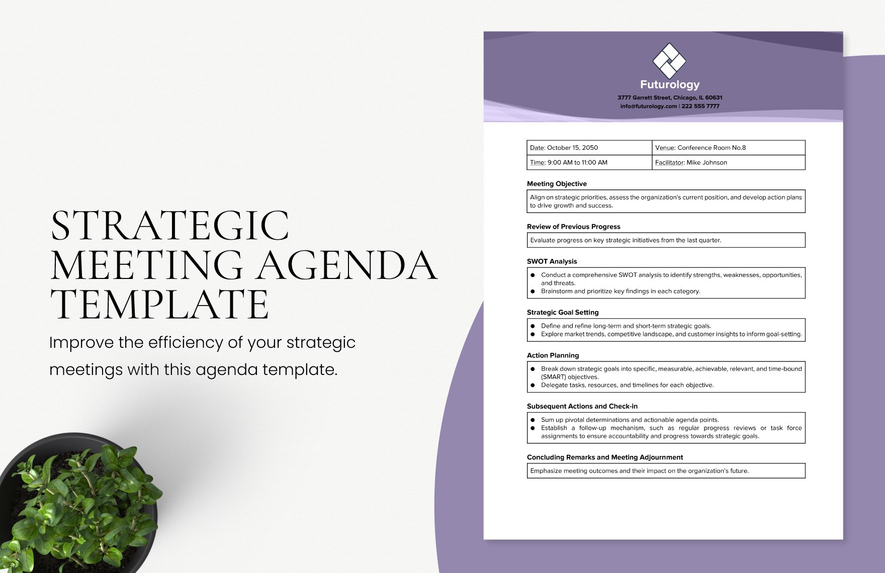 Strategic Meeting Agenda Template in Word, Google Docs, PDF