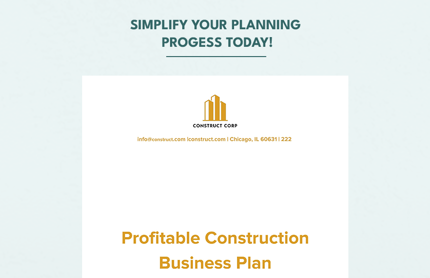 Profitable Construction Business Plan