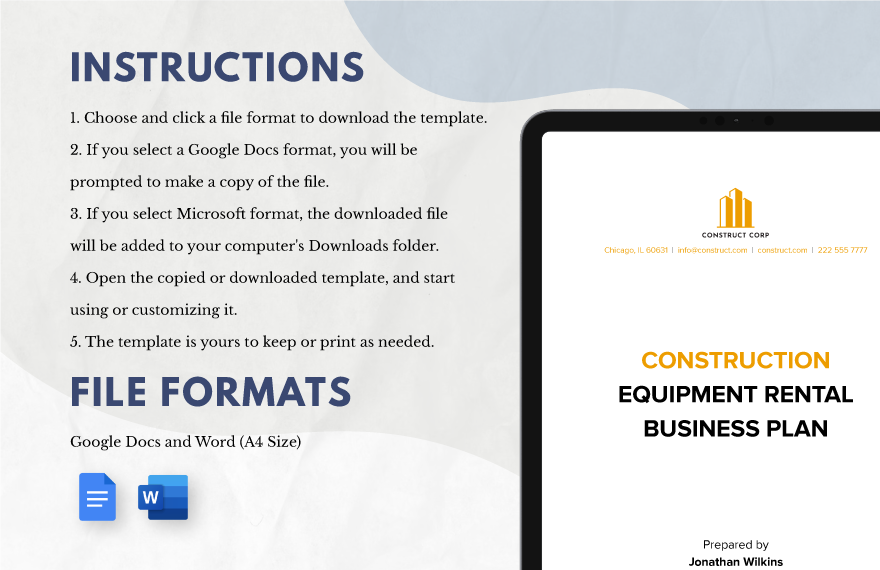 construction equipment rental business plan pdf