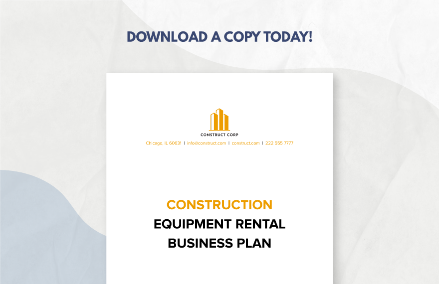equipment rental company business plan