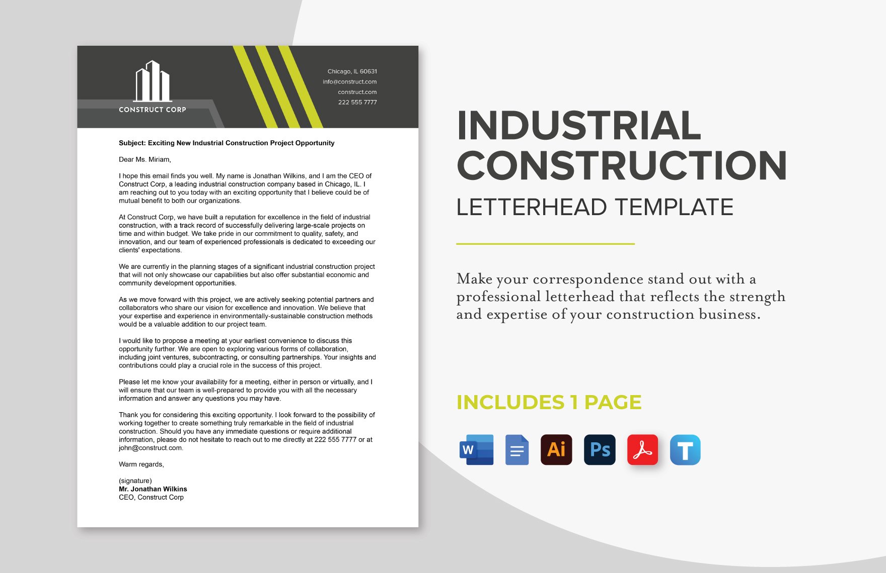 Industrial Construction Letterhead Template