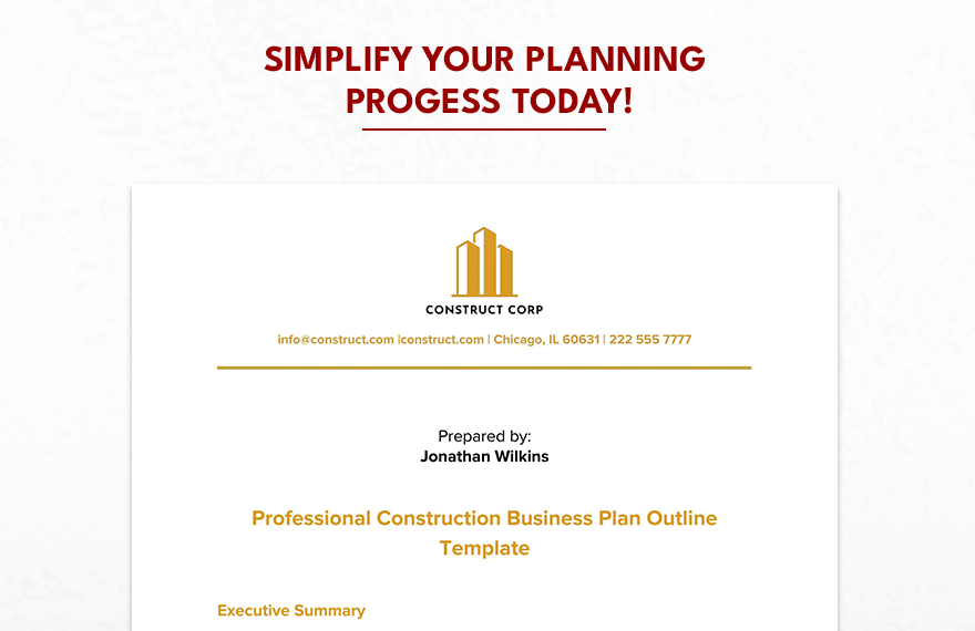 Professional Construction Business Plan Outline