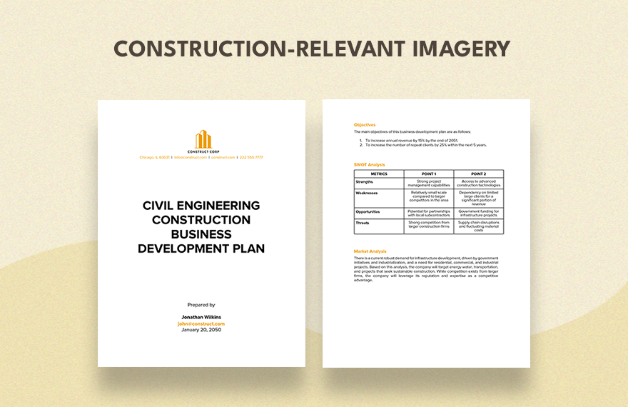 Civil Engineering Construction Business Development Plan Template