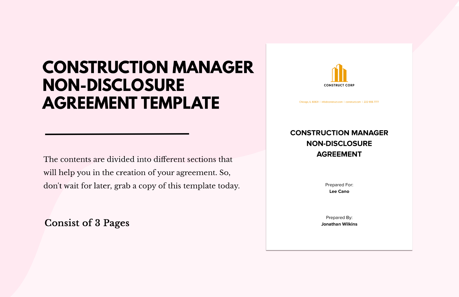Construction Manager Non-Disclosure Agreement 