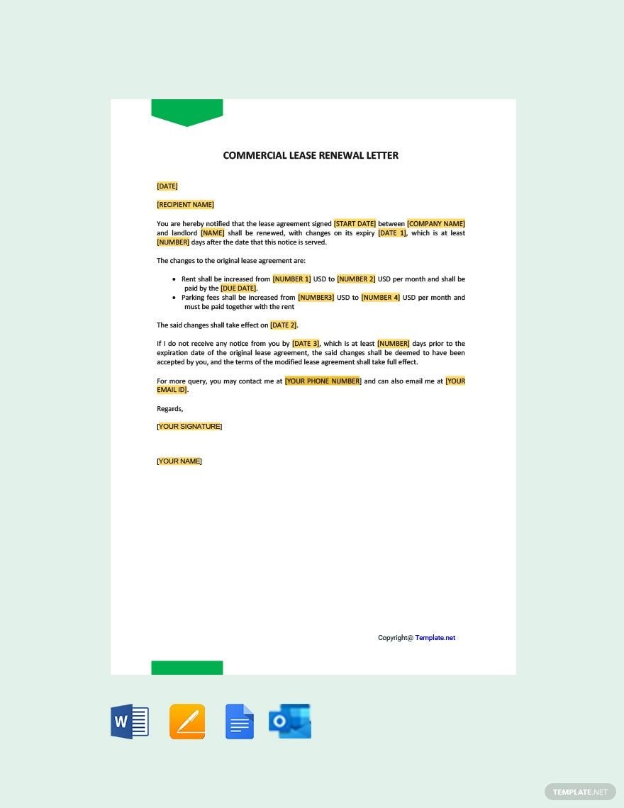 Commercial Lease Renewal Letter Template