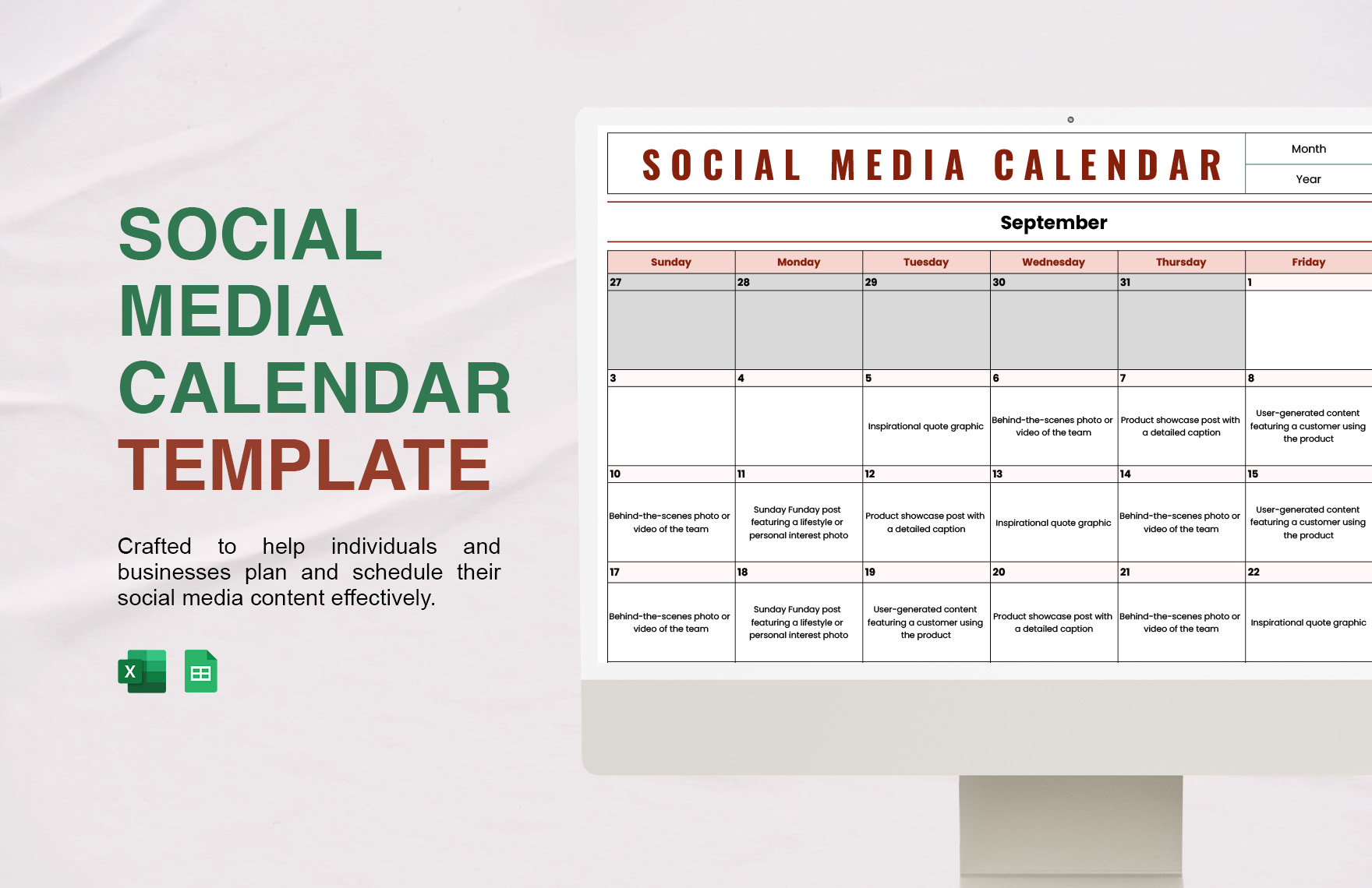 Social Media Marketing Calendar Template Download In Excel Google 