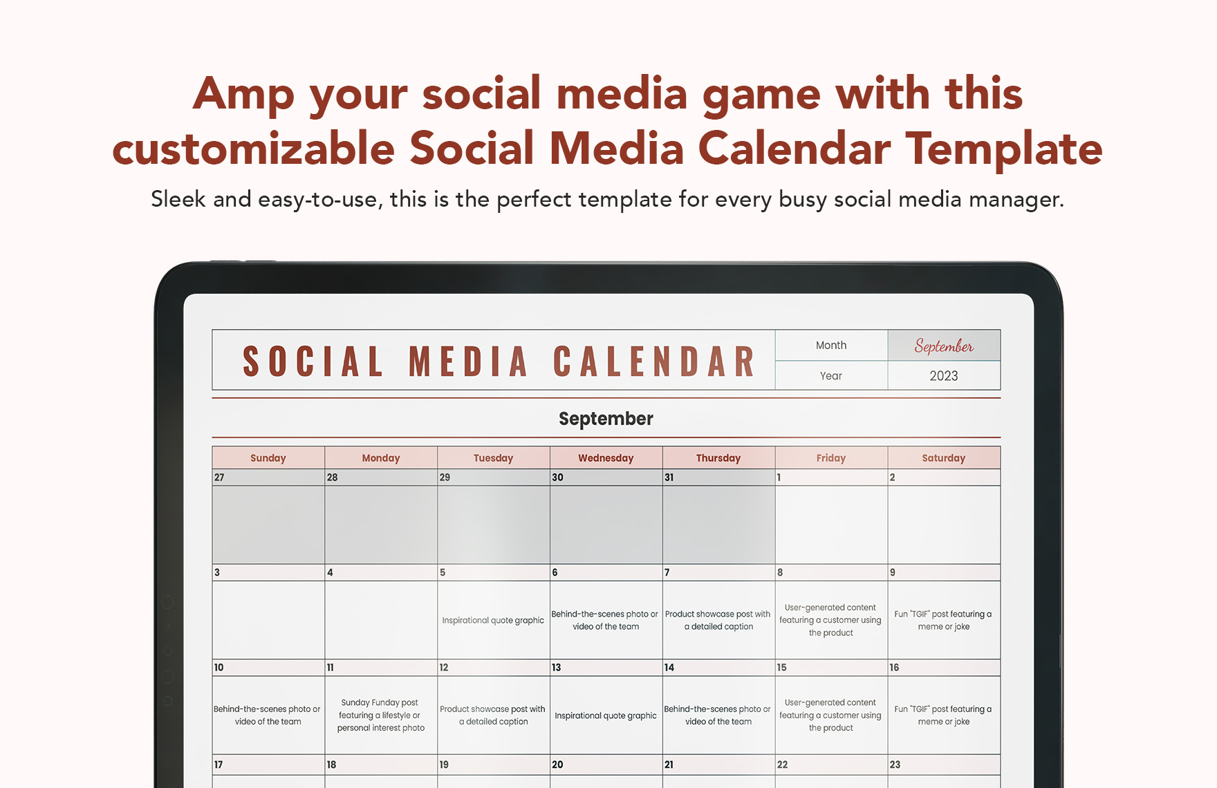 Download Social Media Calendar Template 