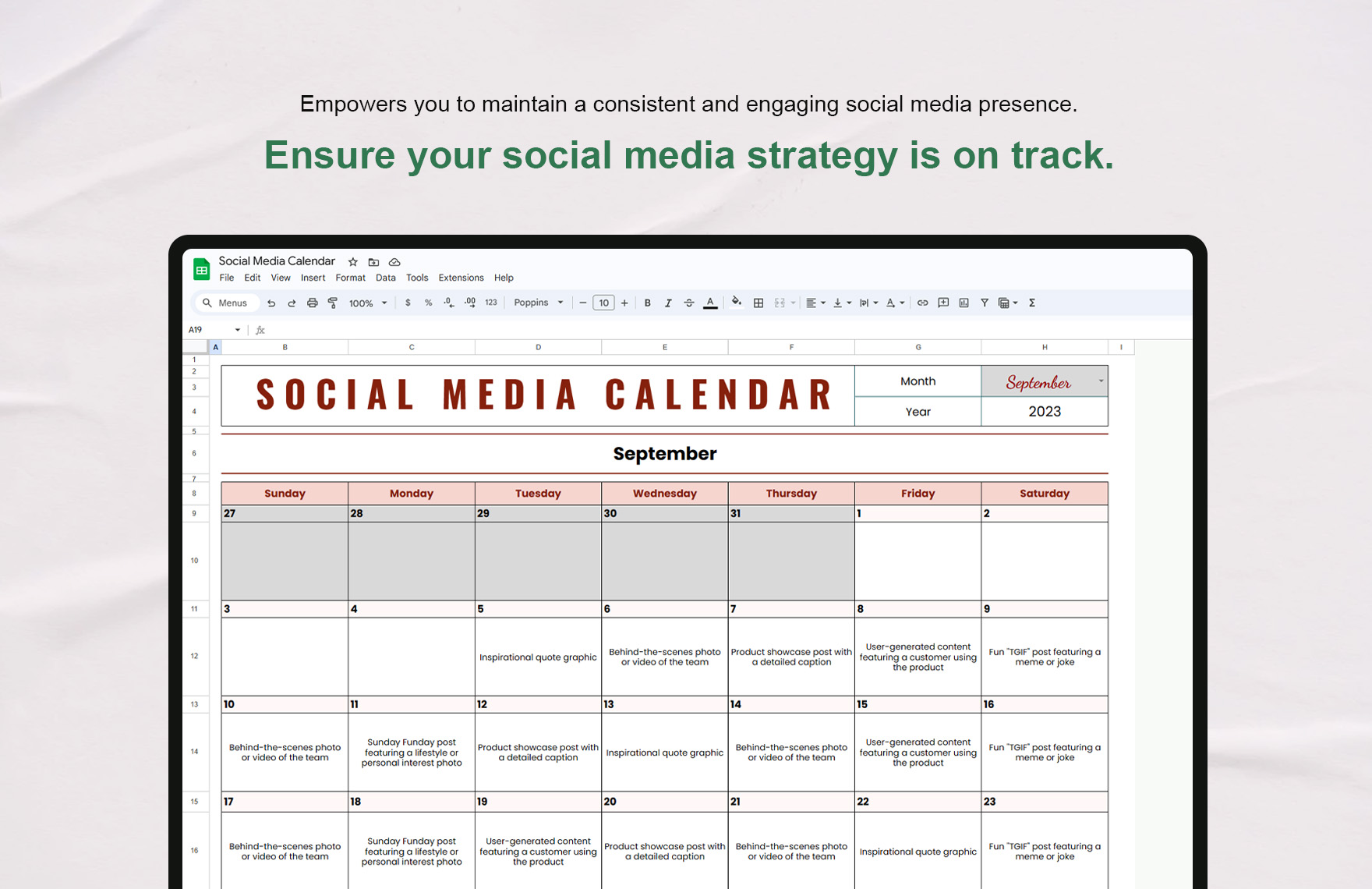 Social Media Calendar Template Download in Excel, Google Sheets