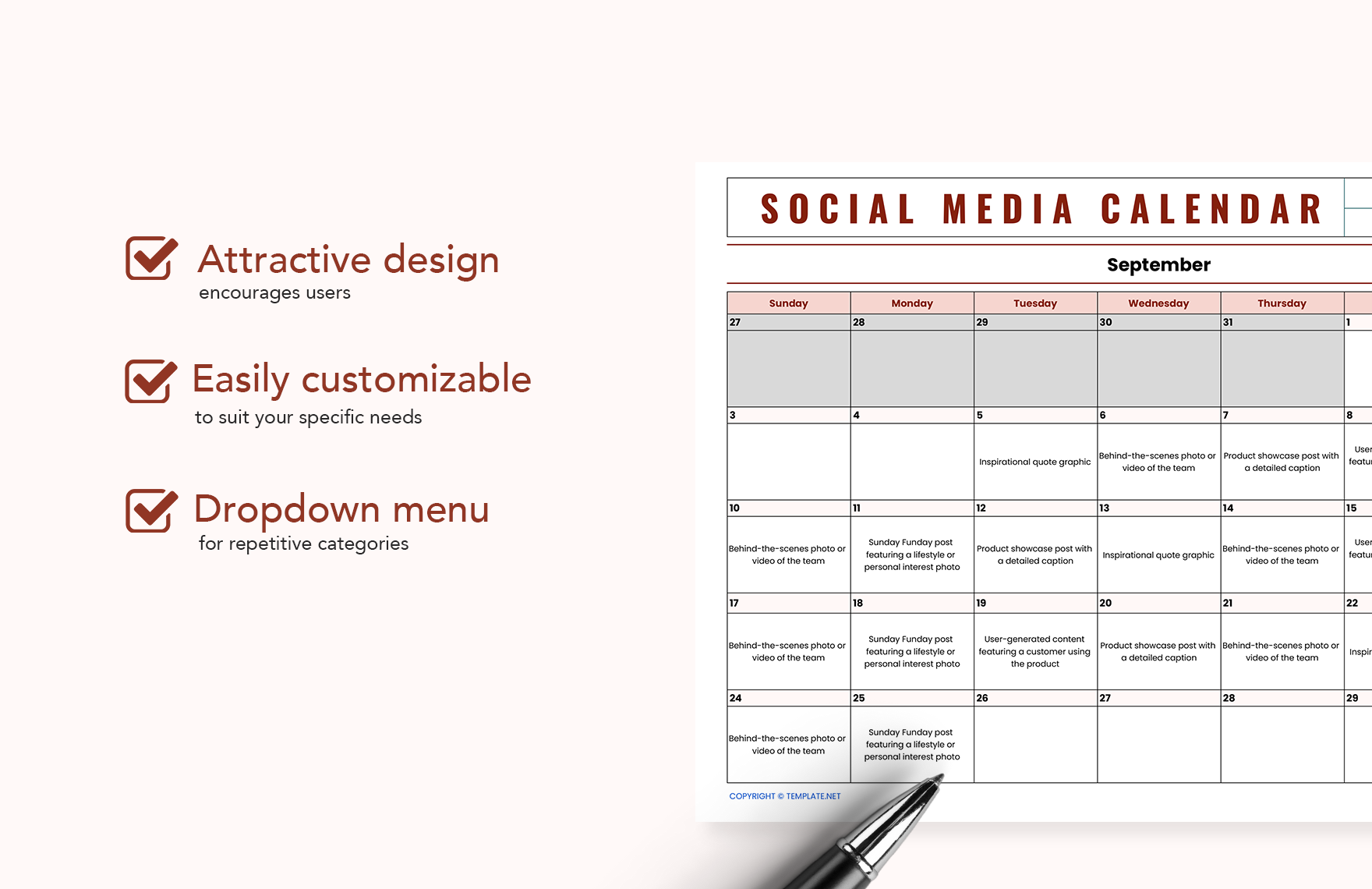 Download Social Media Calendar Template 