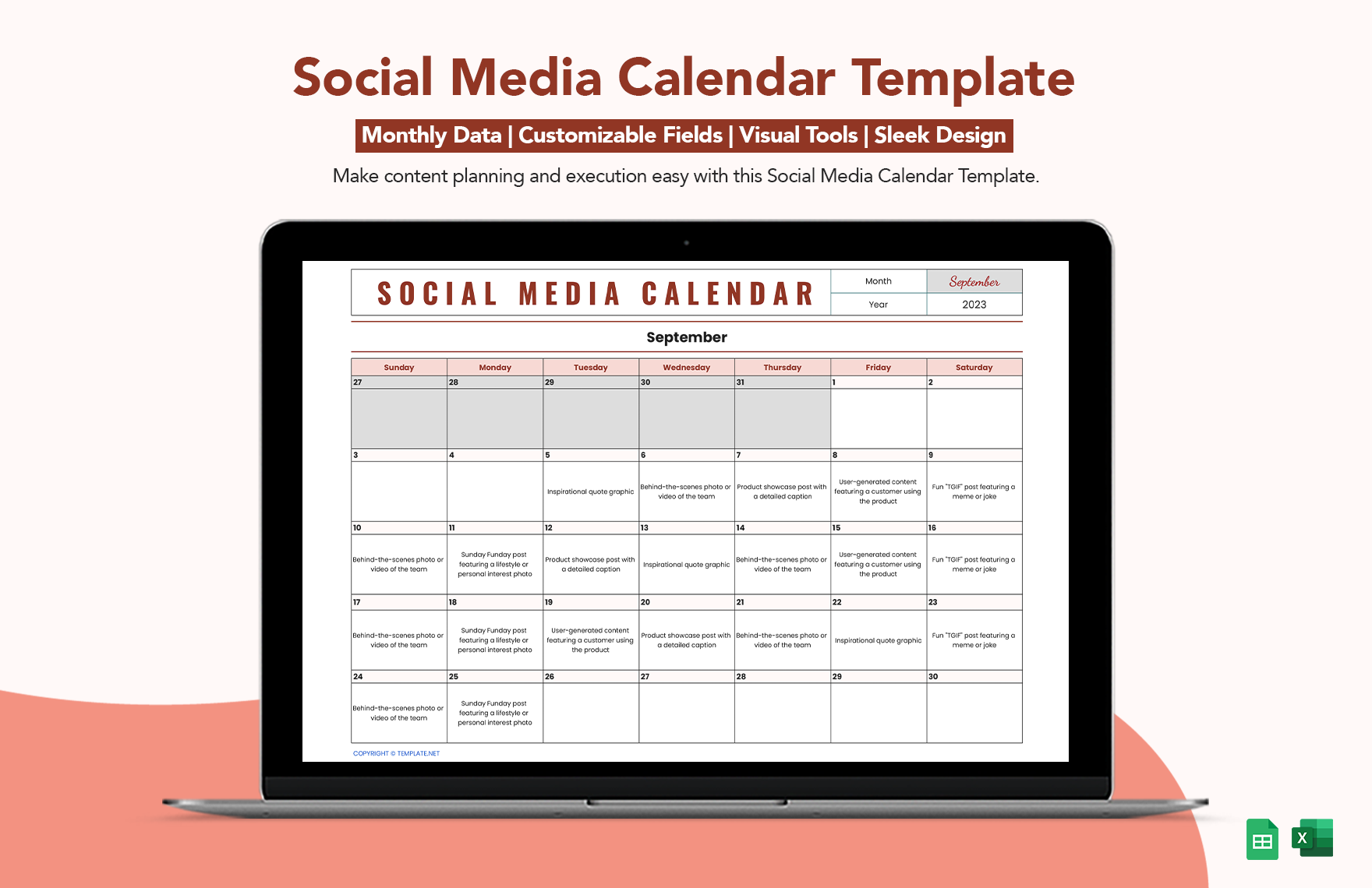 Social Media Marketing Calendar Template Download in Excel, Google