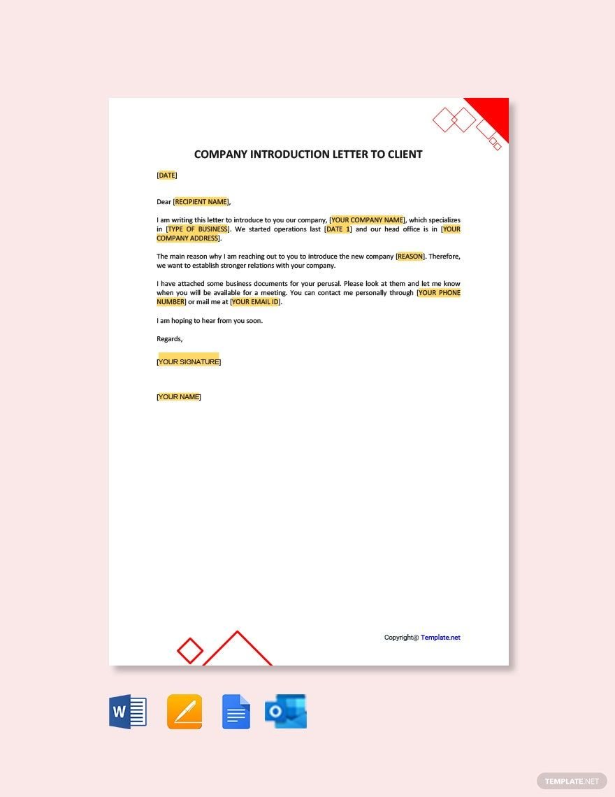 Company Introduction Letter to Client Template