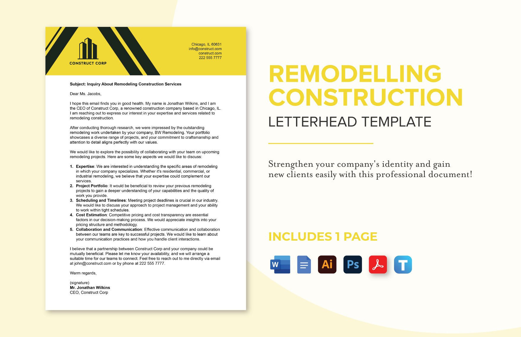 Remodeling Construction Letterhead Template