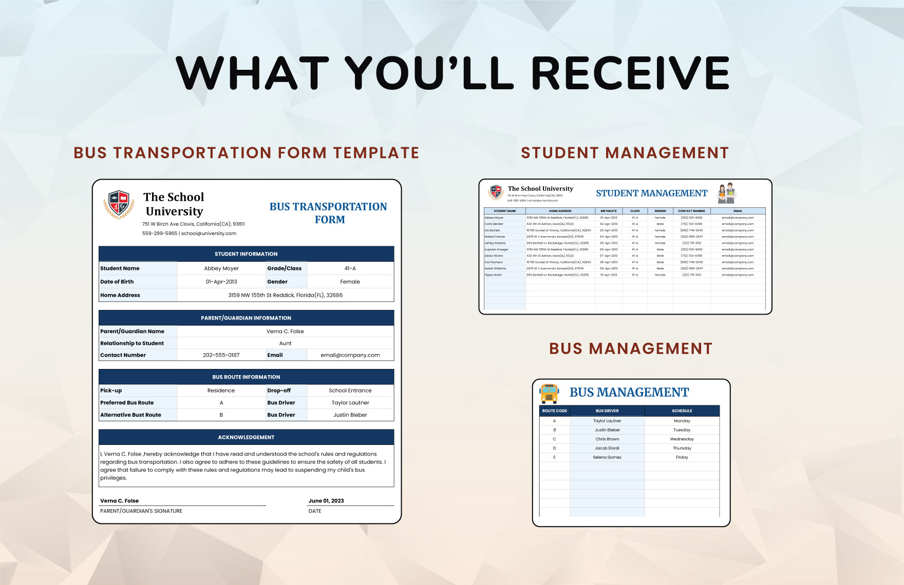 Bus Transportation Form Template