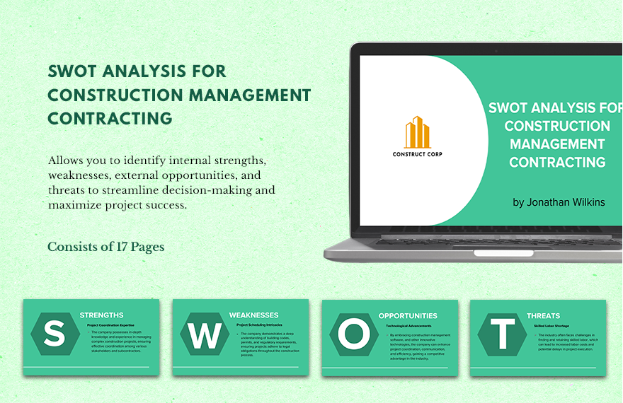 SWOT Analysis for Construction Management Contracting in PowerPoint, PDF - Download | Template.net