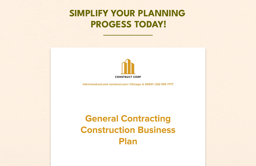 General Contracting Construction Business Plan