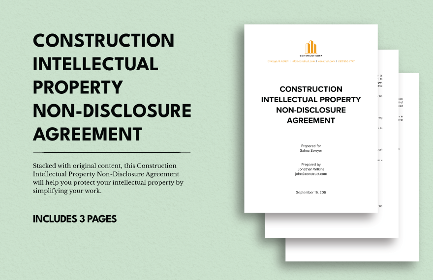 Construction Intellectual Property Non-Disclosure Agreement