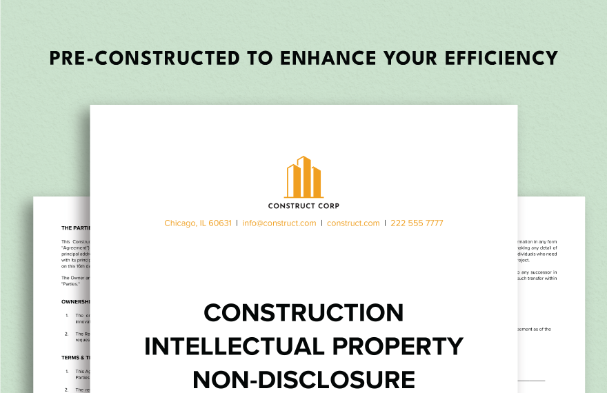 Construction Intellectual Property Non-Disclosure Agreement