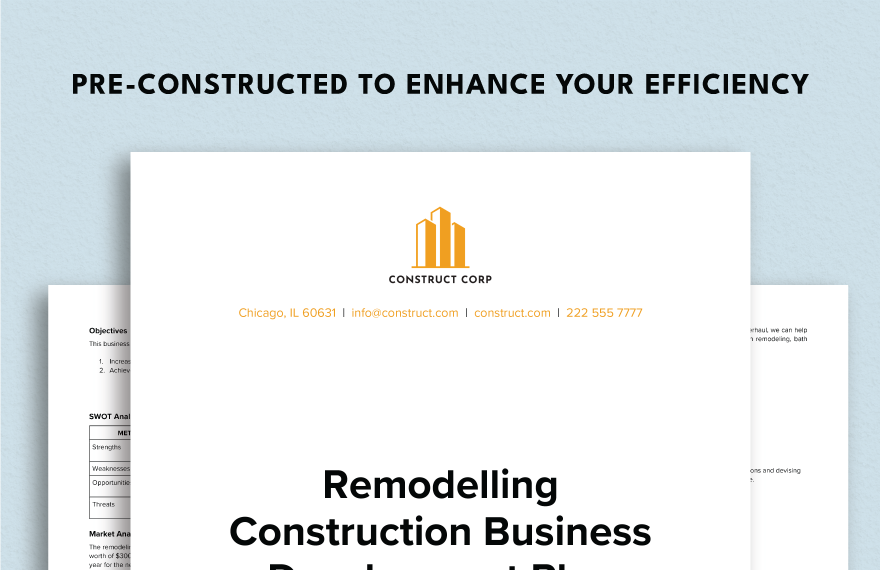 Remodelling Construction Business Development Plan Template