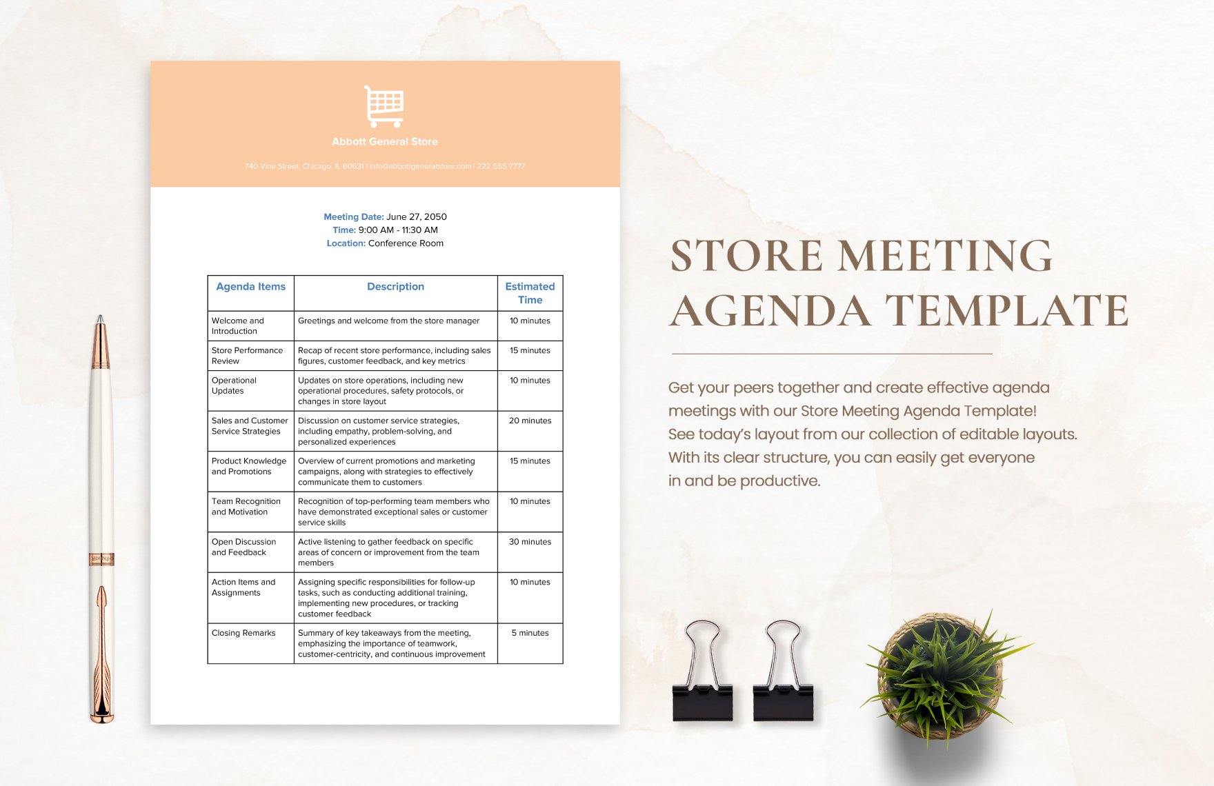 Store Meeting Agenda Template