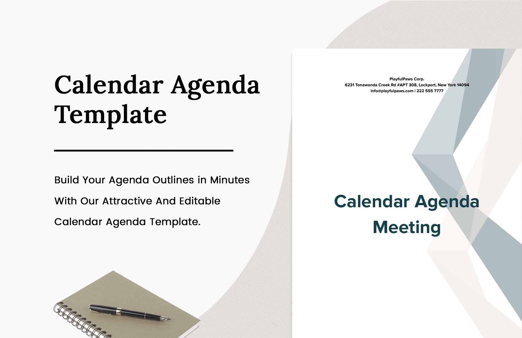Calendar Agenda Template in Word, Google Docs, PDF