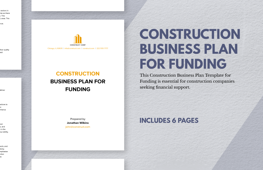 Construction Business Plan Template for Funding Download in Word