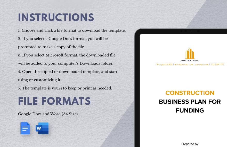 Construction Business Plan Template for Funding