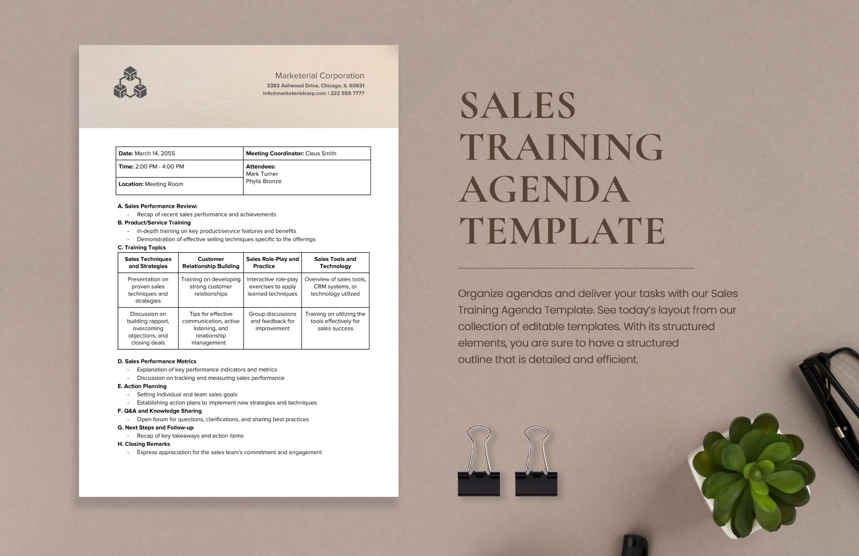 Sales Training Agenda Template