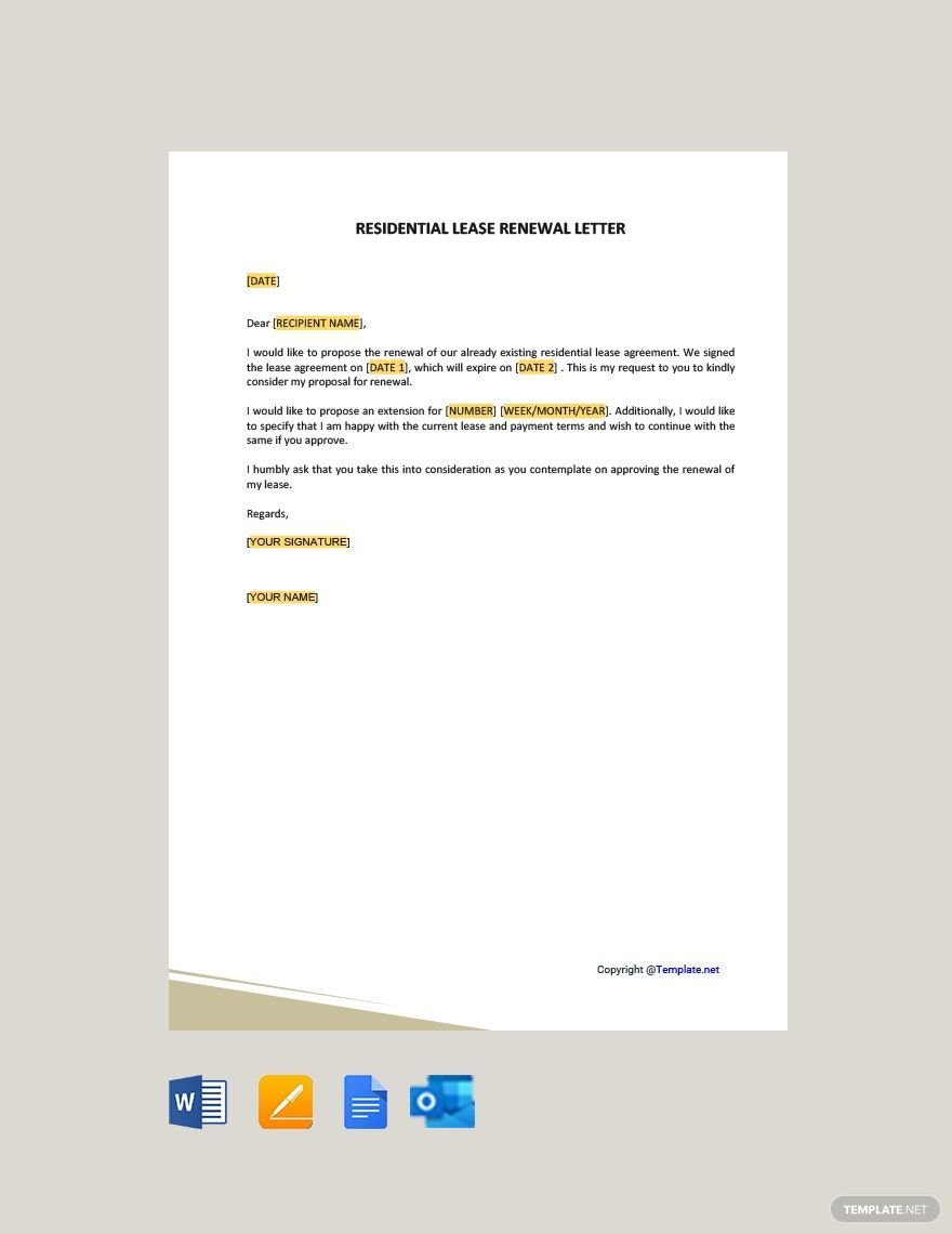 Residential Lease Renewal Letter Template