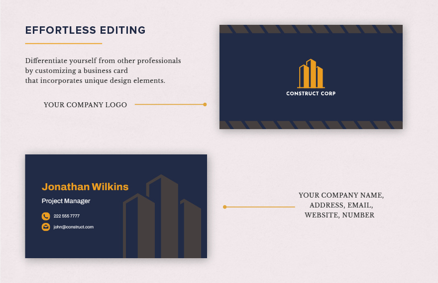 Residential Construction Company Business Card Template