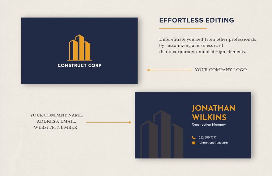 Industrial Construction Company Business Card Template