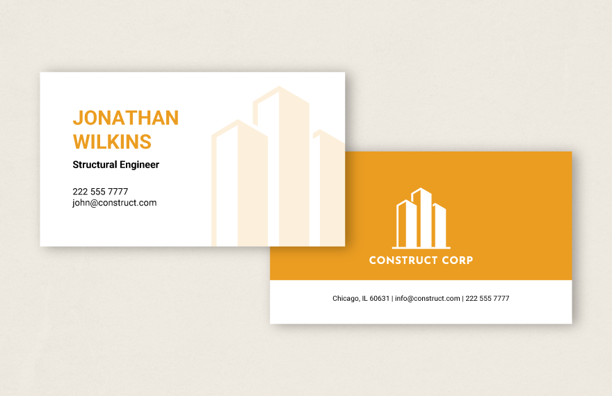 Infrastructure Construction Company Business Card Template