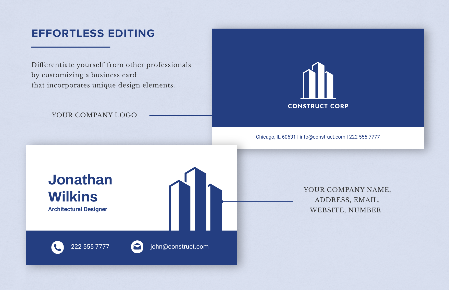 Architectural Construction Company Business Card Template