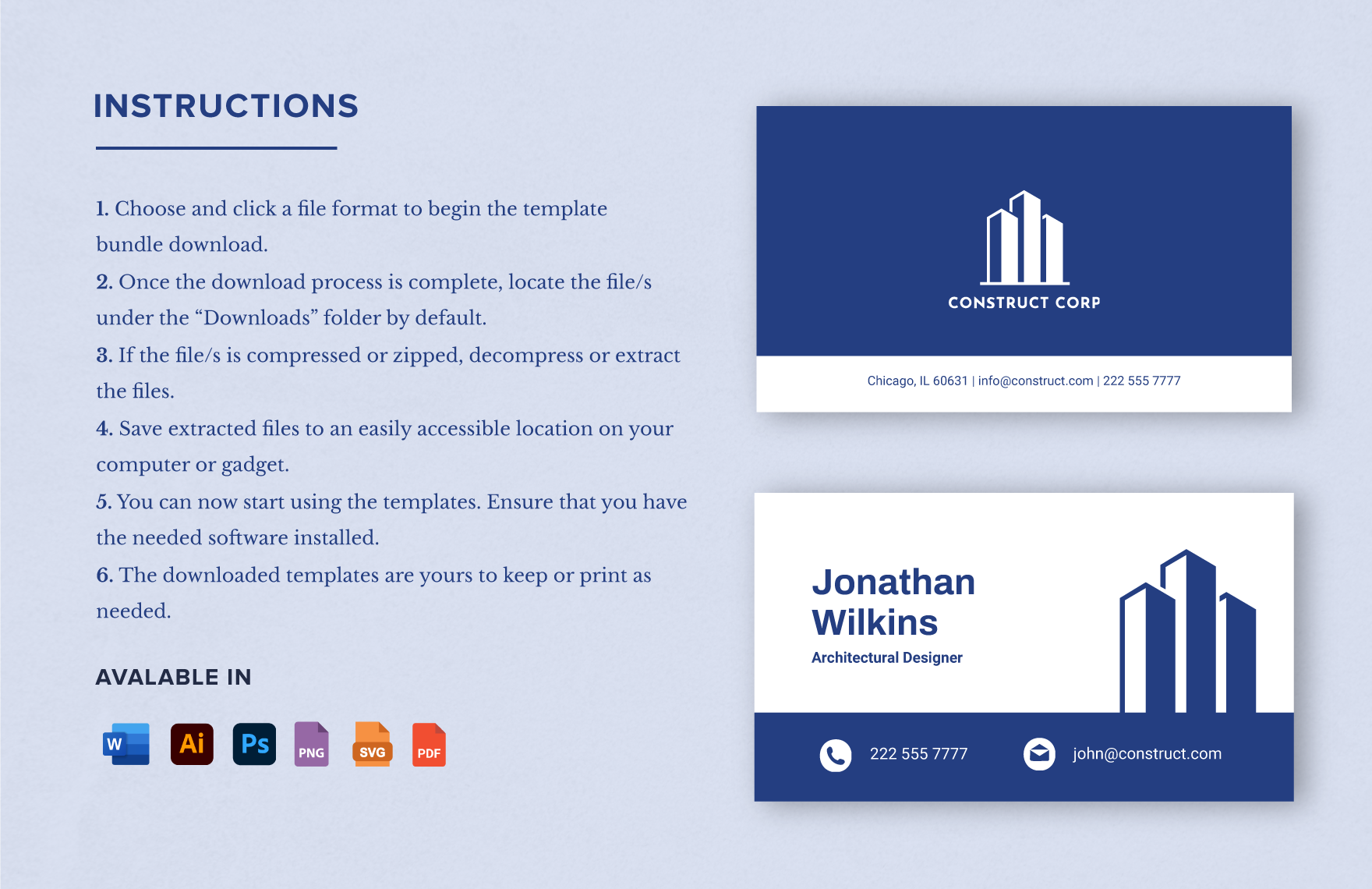 Architectural Construction Company Business Card Template