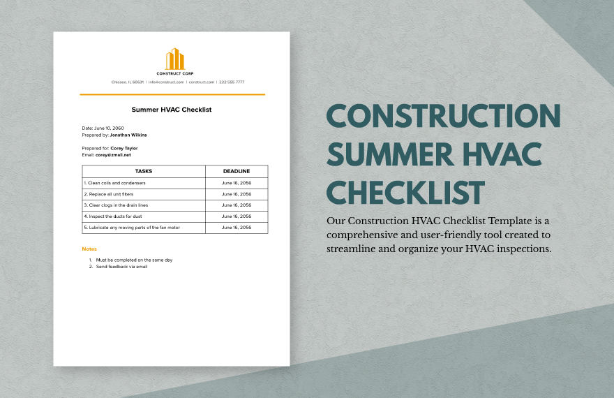 Construction HVAC Checklist Template
