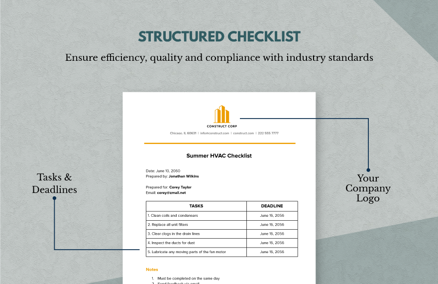 Construction HVAC Checklist Template