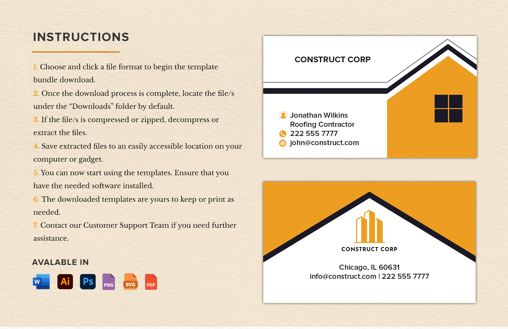 Roofing  Construction Company Business Card Template