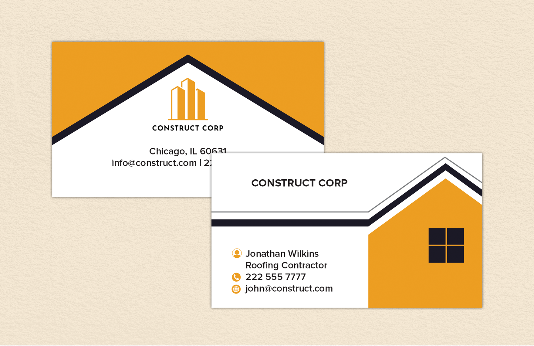 Roofing  Construction Company Business Card Template